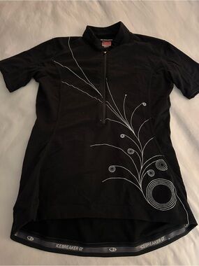 Icebreaker Women’s Black Short-Sleeve Merino Wool Zip Cycling Jersey